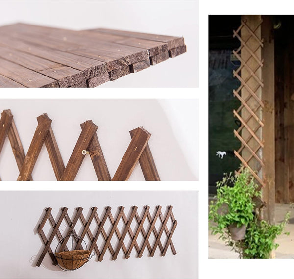 Avalution Extensible Natural Garden Wooden Fence Lattice Frame Plant Support Frame Natural Wooden Lattice Frame for Cucumber Climbing Plant Vines