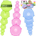 BFONS 18 Pack Silicone Stretch Lids, 6 Different Sizes, 100% Safe Food Grade Silicone to Meet Most Container, Microwave Cover for Food Storage,