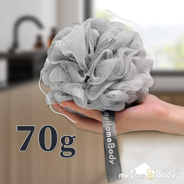Myhomebody Large 70G Loofah Sponge, Body Scrubber, Bath Sponge, Loofah for Women, Men, Exfoliating Sponge Shower Pouf with Activated Charcoal - 3