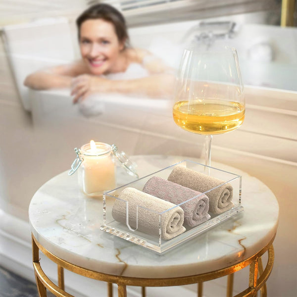 Napkin Holder for Table, Acrylic Guest Towel Holder for Bathroom, Clear Disposable Paper Hand Towels Tray for Kitchen, Cocktail Napkin Holder,