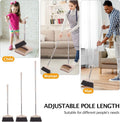 Broom and Dustpan Set with Long Handle, Light Weight Stainless Steel Poles Stand Upright Dustpans with Broom Combo for Home Kitchen Office Pet Dog