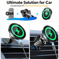 Coolpow for Magsafe Car Mount Chargerã100% Stableã 15W Magsafe Car Charger, Car Phone Holder Charger Mag Safe Car Accessories for Women Men