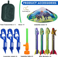 Dinosaur Toy Rocket Launcher for Kids - Launch Up to 100 Ft, 4 Rockets, Outdoor Outside Toys for Kids, Dinosaur Toys, Birthday Gifts for 3 4 5 6 7