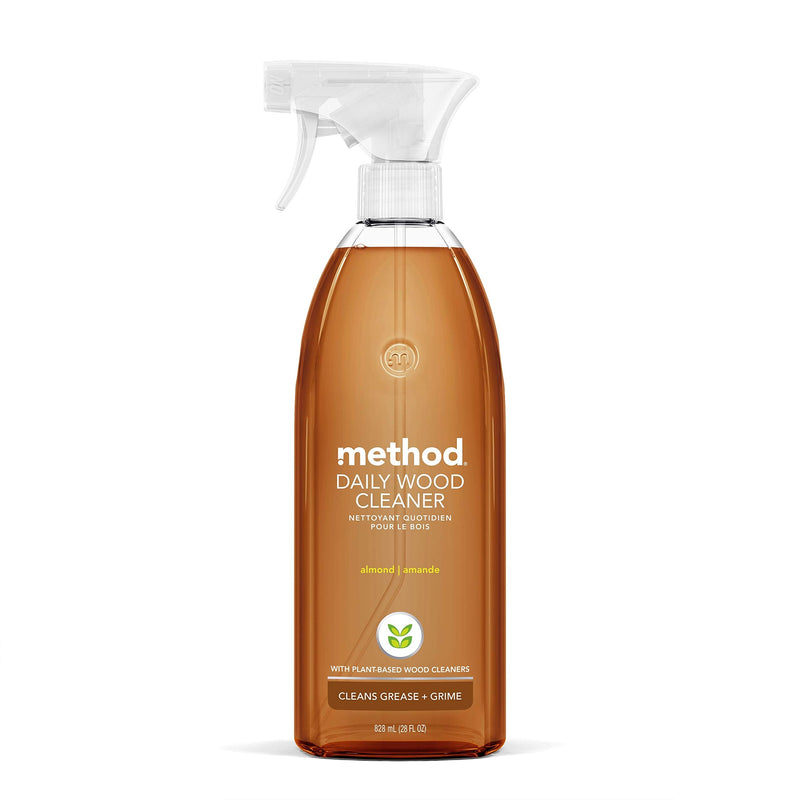 Method Daily Wood Cleaner, Almond, Plant-Based Formula That Cleans Shelves, Tables and Other Wooden Surfaces While Removing Dust & Grime, 28 Oz