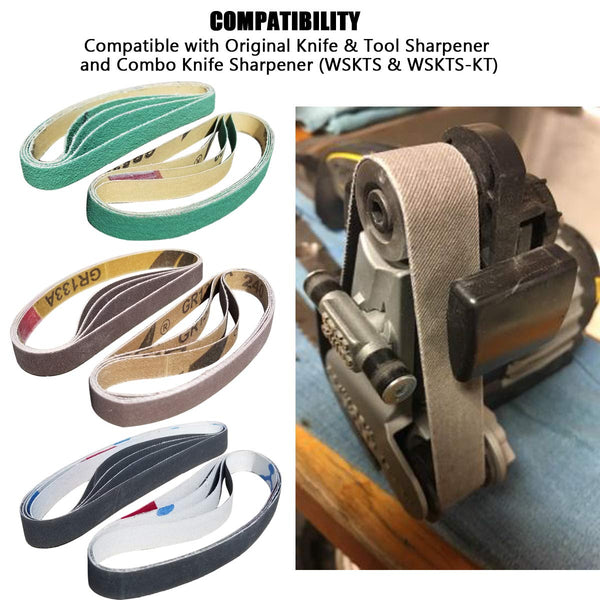 24 Pcs 1/2" X 12" Replacement Belt Kit for Work Sharp Original Knife & Tool Sharpener and Combo Knife Sharpener (WSKTS & WSKTS-KT) -