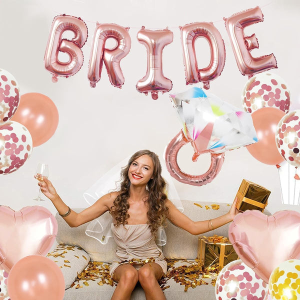 EFAILY Bachelorette Party Decorations - Rose Gold Bridal Shower Party Decor and Supplies Kit Bride To Be Sash, Veil, Temporary Tattoos, Confetti