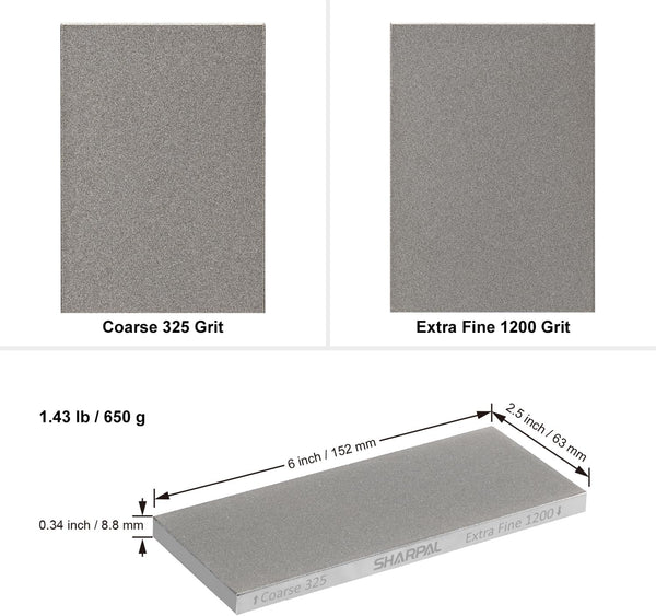 SHARPAL 156N Double-Sided Diamond Sharpening Stone Whetstone Knife Sharpener | Coarse 325 / Extra Fine 1200 Grit | Storage Case with Nonslip Base