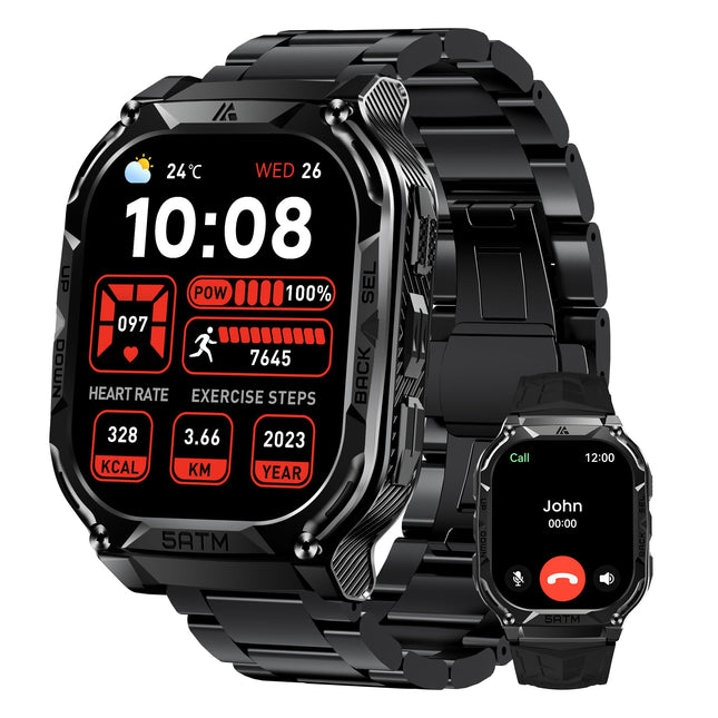 AMAZTIM GPS Smart Watch for Men, 6 Satellite Positioning, Compass, Stainless Steel Body, 50M Waterproof, 480Mah Extra-La