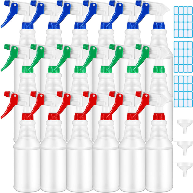 Yinder 18 Pcs 16 Oz Plastic Spray Bottle Bulk Empty Refillable Spray Bottles for Cleaning Solution Leak Proof Water Spra