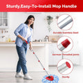 Spin Mop Head, Base, Handle Replacement for O-Ceda RinseClean 2 Tank System,4 Microfiber Mop Refills, 1 Base and 30-58in Handl Set Combo (Blue 2