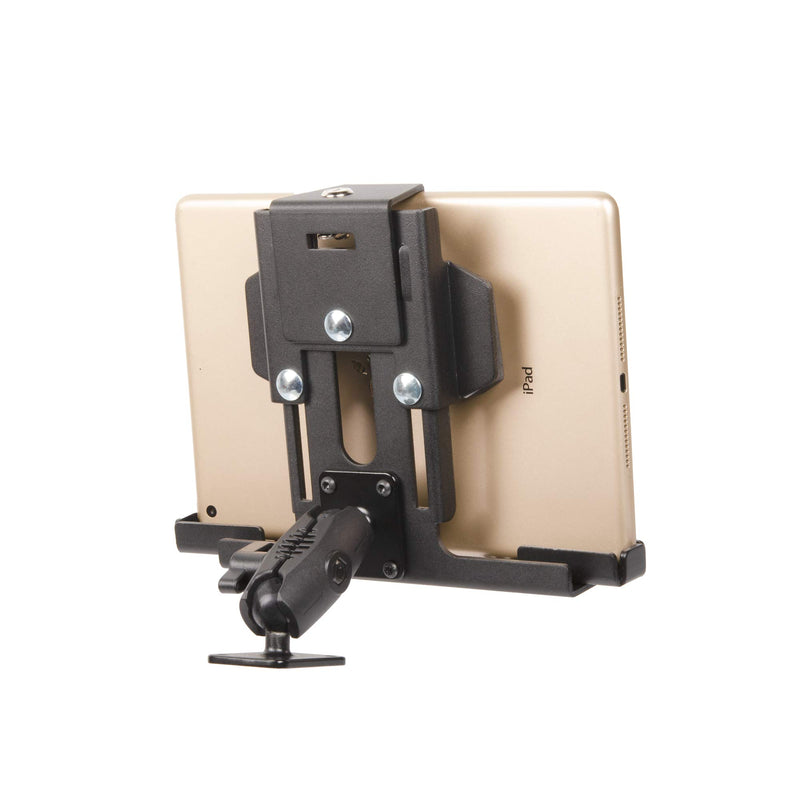 Tackform Metal Locking Tablet Mount for Car, Truck or Semi [ELD Ready] Heavy Duty Drill Base -Compatible with Ipad, Galaxy and Other Tablets with