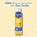 Mustela Baby Mineral Sunscreen Spray SPF 50 Broad Spectrum - Body Sun Spray for Sensitive Skin - Water Resistant & Fragrance Free - 6 Fl.Oz.