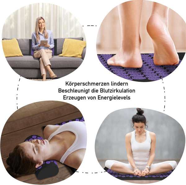 Acupressure Mat Set, Acupuncture Point Massage Pillow, Relieving Neck and Back Pain, Muscle Relaxation and Stress Reduction, Sciatica Relief,
