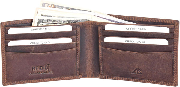 ASAD Genuine Leather Wallet for Men | Slim, Stylish, Genuine Leather Double Stitched RFID Blocking Bifold Stylish | Bifold Wallet with 8 Card Slot