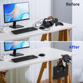PC Gaming Headphone Stand & Controller Holder, 3 in 1 under Desk Clamp Universal Headset Controllers Hook with Adjustable and Swivelling Arm