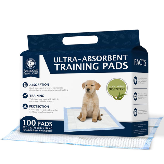 AMERICAN KENNEL CLUB AKC62975 6-Layer Leak-Proof Puppy Training Pads - 22X22 Inches, Green, Synthetic, Disposable-Pet-Tr
