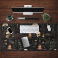 Vintage Aesthetic XL Extended Large Gaming Mouse Pad - Black Academia Mystical Green Plant Design - Computer Laptop Keyboard and Mouse Mat Desktop