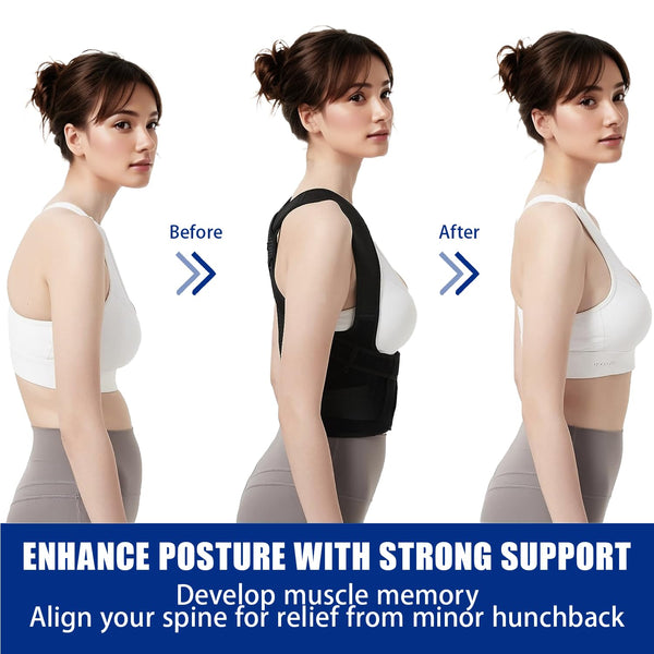Posture Corrector for Women and Men - Adjustable Back Brace for Pain Relief - Enhances Posture and Provides Lumbar Support - Upper and Lower Back