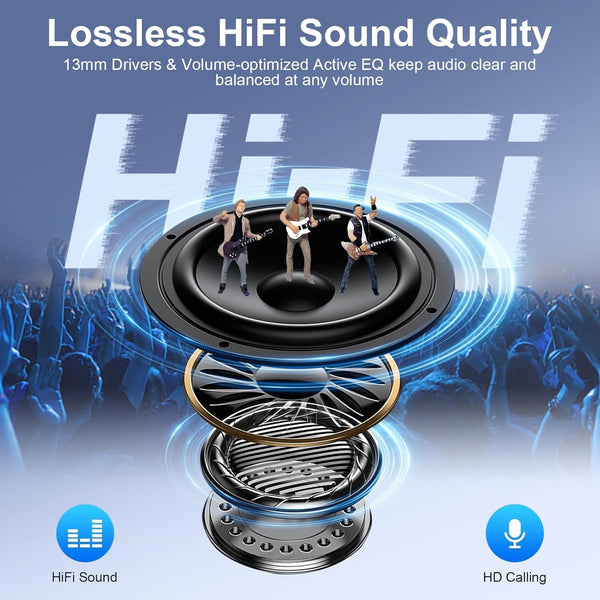 Wireless Earbuds Bluetooth 5.3 Headphones,Noise Cancelling Earbuds with Deep Bass 60H Playback Stereo Ear Buds with Mic LED Display Charging Case