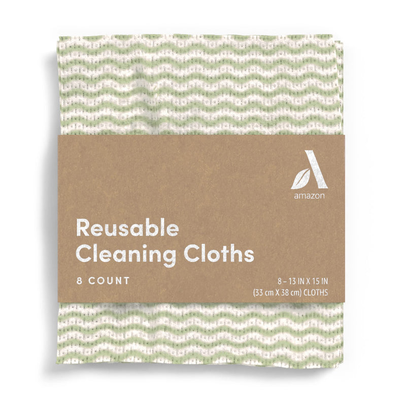 Amazon Aware All Purpose Cleaning Cloth, 8 Count, Pack of 1 Green, 13 X 15 Inch