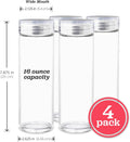 Glass Water Bottles - 4 Pack Wide Mouth Juice Bottles with Clear Lids for Juicing, Smoothies, Fruit Water, Teas, Beverage Storage - 16Oz,