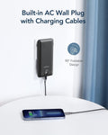 VEGER Portable Charger for Iphone Built in Cables and Wall Plug, 10000Mah Slim Fast Charging USB C Power Bank, Travel Essential Battery Pack