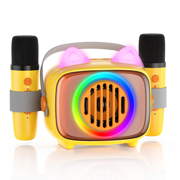 Mini Karaoke Machine for Kids, Portable Bluetooth Speaker with 2 Wireless Microphones, Toys Gift for Girls and Boys Birthday Party Gifts for