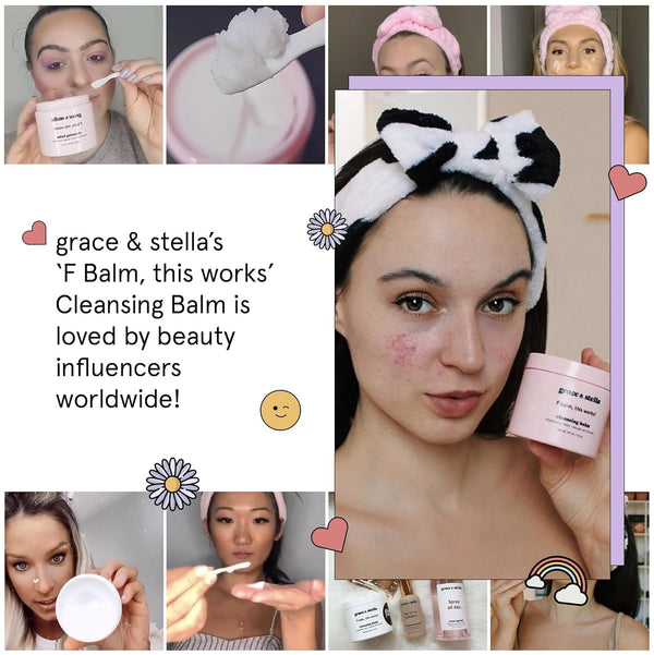Grace & Stella Makeup Remover Cleansing Balm - Hydrating Facial Cleanser with Vitamin E for Soft, Nourished Skin - Melt Stubborn Waterproof Make