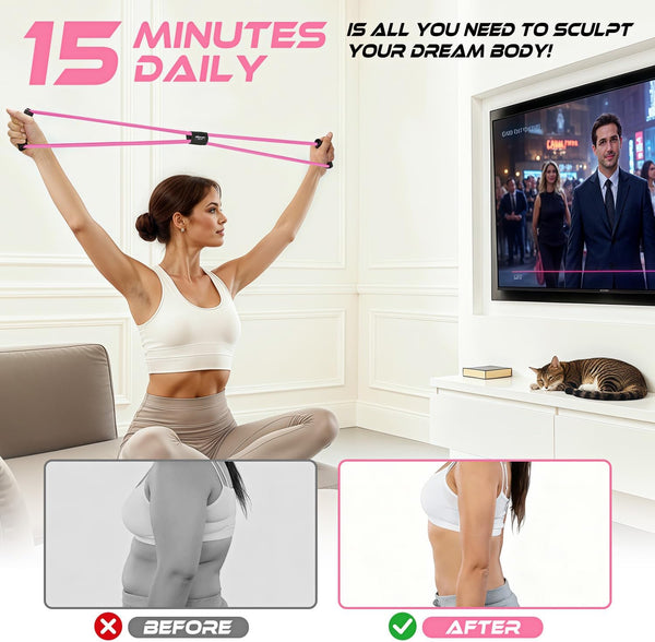 Figure 8 Resistance Band, Exercise Bands for Back, 8 Shaped Resistance Bands for Arms, Shoulder, Leg Stretching, Physical Therapy, Yoga, Pilates,