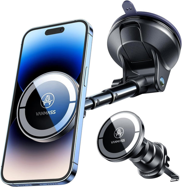 [Military-Grade]Vanmass for Magsafe Car Mount [2025 Upgraded Strongest Magnets] Magnetic Phone Holder Suction Cell Stand for Dashboard Windshield