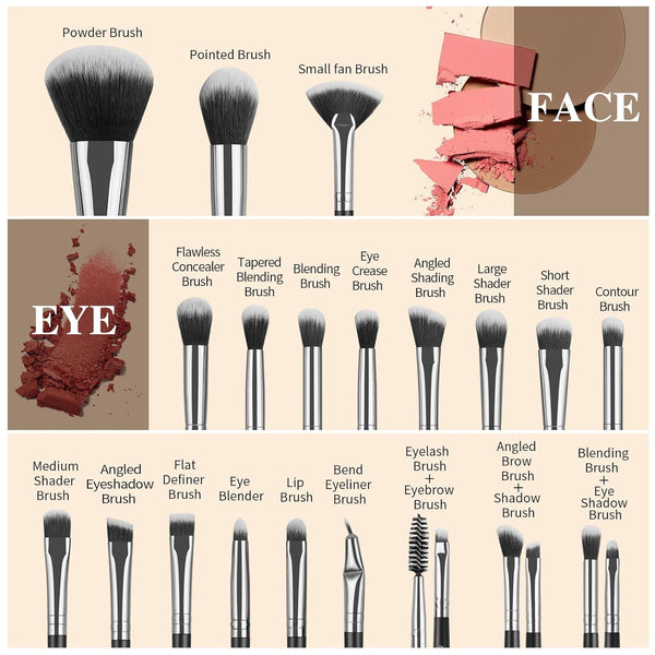 MAANGE Makeup Brush Set 30 Pcs Premium Synthetic Makeup Brushes Foundation Eye Shadow Powder Concealers Highlight Blending Brush Professional Make