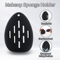 Silicone Makeup Brush Holder and Makeup Sponge Holder Set, Blender Case Organizer, Powder Puff Case with Sponge & Brushes for Travelling(Black 7 Pcs)