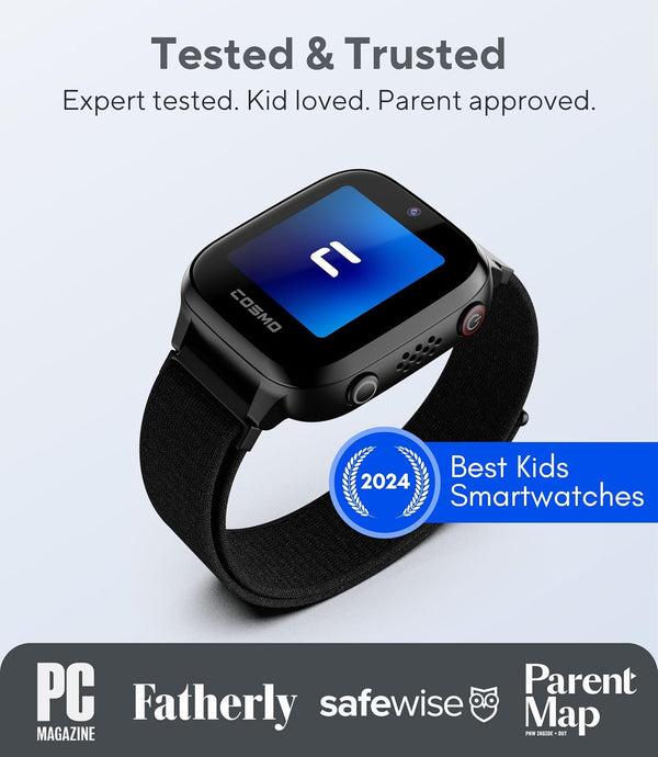 Jrtrack 4 Kids Smart Watch by Cosmo | Phone Watch & GPS Tracker | Enhanced Parental Controls | Call, Text, Activity, School Lock | Spotify Music |