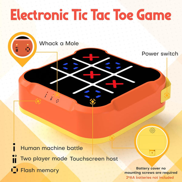 Tic Tac Toe Bolt Game, Handheld Electric Puzzle Game Console, Gift Ideal for Kids and Adults' Birthday, Electronic Board Games for Educational and