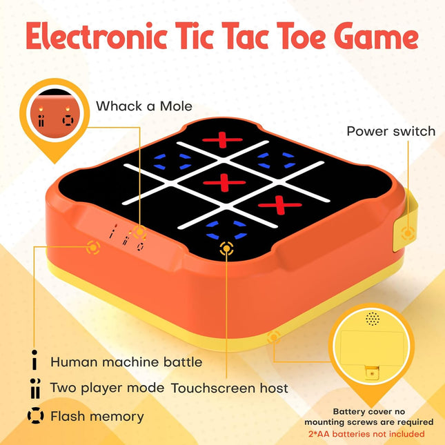Tic Tac Toe Bolt Game, Handheld Electric Puzzle Game Console, Gift Ideal for Kids and Adults' Birthday, Electronic Board