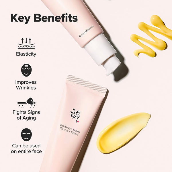 Beauty of Joseon Revive Eye Serum with Retinal Niacinamide Correction for Puffy Eye Bags Fine Lines Dark Circles Wrinkles, Korean Skin Care 30Ml,
