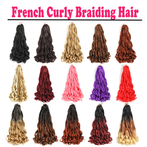 French Curly Pre-Stretched Braiding Hair 12 Inch 8 Packs - Bouncy Loose Wavy Synthetic Extensions for Black Women (1B/30)