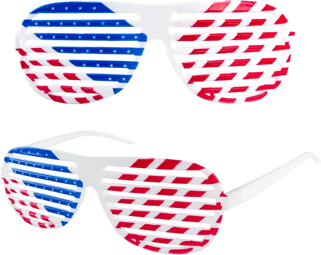 American Flag USA Patriotic Design Plastic Shutter Glasses Shades Sunglasses Eyewear for Party Props, Decoration (12 Pai