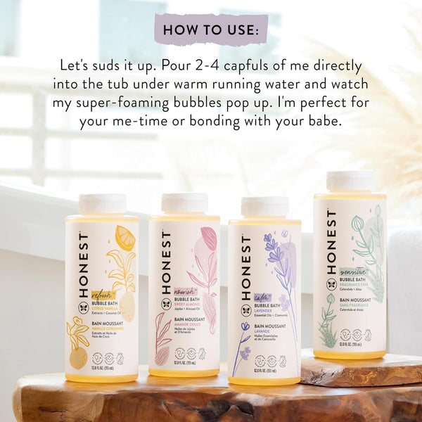 The Honest Company Foaming Bubble Bath | Gentle for Baby | Naturally Derived, Tear-Free, Hypoallergenic | Fragrance Free Sensitive, 12 Fl Oz