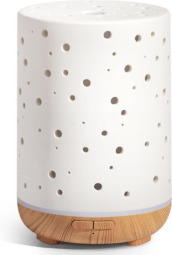 Innogear Essential Oil Diffuser, 150Ml Ceramic Ultrasonic Air Humidifier Cool Mist Aromatherapy Diffuser with 2 Mist Modes, Waterless Auto off for