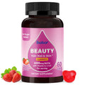 Beauty Gummies No Sugar Added, Hair Skin and Nails Gummies with Vitamins a C E, Natural 6000Mcg Biotin Gummies for Women Men, GMO Free, Gluten