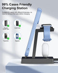Charging Station for Multiple Devices - ADADPU 3 in 1 Charger Stand for Apple Watch Series 8/7/6/5/4/3/2/SE Phone Charging Dock for Airpods Iphone