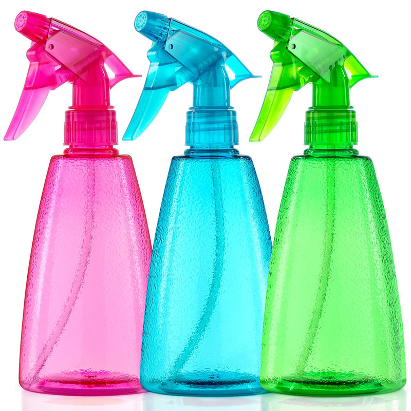 Spray Bottles 3-Pack, 16 Oz, Mist & Stream, Plastic Water Spray Bottle for Hair, Essential Oils, Plants, Cleaning Solutions, BBQ, Cat Dog