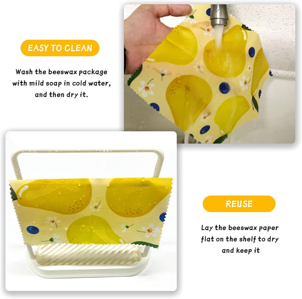 Reusable Beeswax Wrap - 9 Pack, Beeswax Wraps for Food, Eco-Friendly Beeswax Food Wrap, Organic, Sustainable, Biodegradable, Zero Waste,