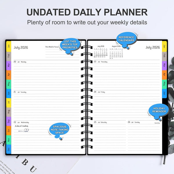 Daily Planner 2025-2026, Monthly Weekly Daily Planner 2025-2026, 18 Month with Tabs, July 2025 - December 2026 Time Management Manual, 100GSM