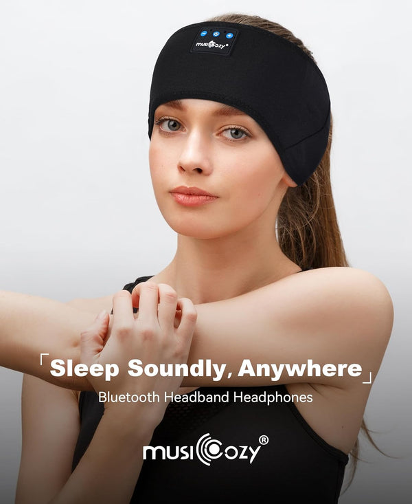 MUSICOZY Sleep Headphones Bluetooth 5.4 Headband, Sports Wireless Earphones Sweat Resistant Earbuds Sleeping Headphone with Ultra-Thin HD Stereo
