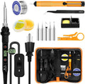 Soldering Iron Kit 80W LCD Adjustable Temperature 180-520? Solder Kit Electronics 13 in 1 Welding Tools with ON/OFF Switch, Solder Wire, Flux, 5