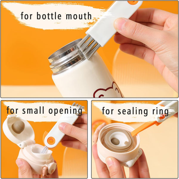 HONOMA Multi-Functional Water Bottle Cover Cleaning Brush,3 in 1 Cleaner Tools for Bottle Cup Cover Lid Groove Crevice Tiny Mini Home Kitchen