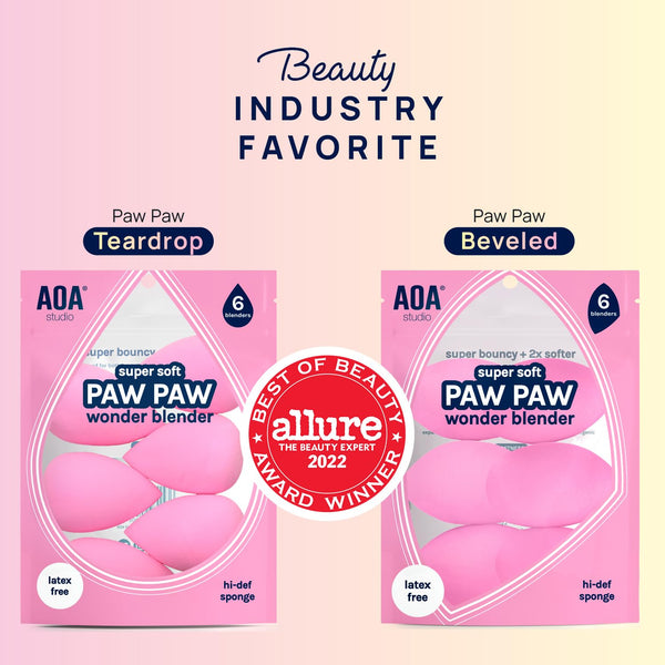 AOA Studio Collection Makeup Sponge Set Makeup Blender Latex Free and High-Definition Super Soft Set of 6 Makeup Blender for Powder Cream and