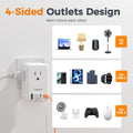 USB Wall Charger, TESSAN Wall Plug Adapter Outlet Extender, 3 Charger Block (1 USB C Port), Multi Charging Station for Cruise, Bathroom, Office,